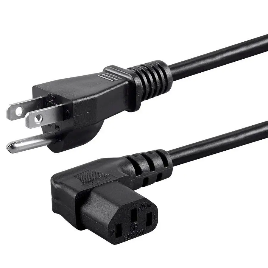 Monoprice Left Angle Power Cord - NEMA 5-15P to Left Angle IEC 60320 C13, 18AWG, 10A/1250W, SVT, 125V, Black, 6ft
