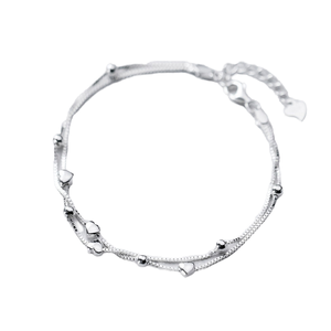 Chaîne de cheville ethnique en argent sterling 925 pour homme, double couche, forme cœur - Product Image 1