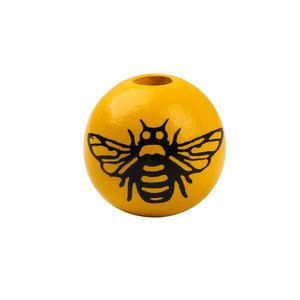 Cuentas de madera con diseño de abeja, redondas, amarillas, de 10 mm, suministros para manualidades, cuentas dispersas, decoraciones DIY - Product Image 3