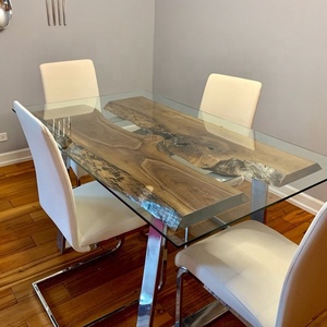 Bàn Ăn Bằng Kim Loại Chrome Chân Khung Bàn Mạ Điện Cho Trang Chủ Nội Thất Chrome Chân Gương Vuông Bằng Thép Không Gỉ - Product Image 6