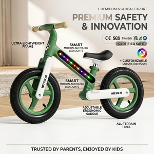 TRYCO CHASER Vélo d'équilibre pour bébé avec lumières LED colorées activées par le mouvement, cadre en nylon de 12 pouces, pneus tout-terrain, capacité de charge de 70 kg - Product Image 1