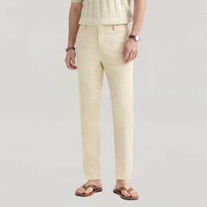 <span class=keywords><strong>Pantaloni</strong></span> Estivi in <span class=keywords><strong>Lino</strong></span> per Uomo Gingtto, Traspiranti, di Alta Qualità, <span class=keywords><strong>Beige</strong></span>, Comodi, Personalizzabili, Vendita all'Ingrosso - Product Image 4