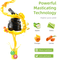 Extracteur de Jus à Froid BioloMix avec Goulotte de 78mm, Moteur Puissant de 200W 40-65RPM pour Fruits Entiers