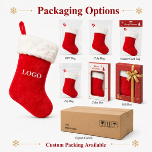 Calza di Natale Personalizzata in Peluche con Bordo in Pelliccia Sintetica a Pelo Lungo e Opzioni di Bordo Liscio per Regali Natalizi, Branding con Logo e Vendita al Dettaglio - Product Image 5