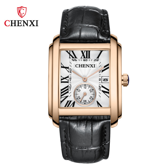 CHENXI Watch 8216 Men's Latest Simple Watches Leather 22mm Strap Analog Quartz Date Show Causal Men Quality Watch