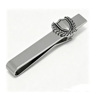 Clips de Corbata Personalizados de Aleación Plateada Pulida, Regalo Formal para Hombres, para Bodas y Negocios, Barra y Pin para Corbata - Product Image 1
