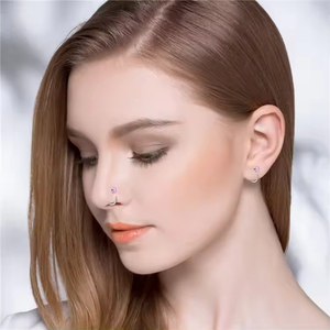 Body Jewelry 925 Sterling Silver Rhodium Plated Small <strong>Thin</strong> Clear Pink Opal <strong>Nose</strong> <strong>Rings</strong> &amp; Studs - Product Image 5