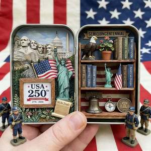 Diorama miniature pop-up en métal fait main, édition 250e anniversaire des États-Unis, objet de collection, cadeau - Product Image 1