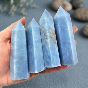 Obeliscos de cristal de Angelita de calidad superior, puntos de torre de amor de China, figuritas de piedra Natural, puntos de lápiz, artesanías de cristal al por mayor - Product Image 3