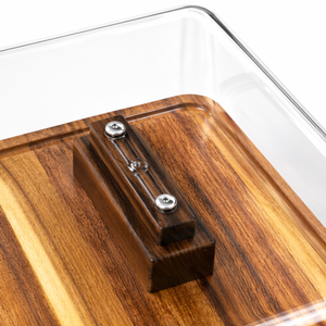 Support à gâteau en bois d'acacia avec couvercle, plateau à charcuterie <span class=keywords><strong>2</strong></span>-en-1, plateau rectangulaire de 17x13 pouces pour pâtisseries avec dôme en acrylique - Product Image 4