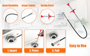 Fregadero de drenaje flexible, herramienta de desatascador de 4 clwas extensible, gancho de serpiente - Product Image 5