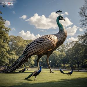 ديكور مربع لحديقة المدينة فن صب يدوي كبير تمثال طاووس معدني من البرونز تمثال تمثال طاووس نحاسي عملاق - Product Image 6