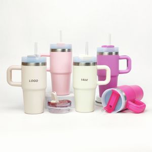 แก้วน้ำสแตนเลสสองชั้นขนาด 14 ออนซ์ สำหรับเด็ก พร้อมฝาและหูจับ สำหรับกาแฟหรือน้ำ  รับผลิตตามสั่งพร้อมโลโก้ - Product Image 1