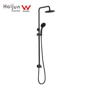 Robinet 3 trous de douche, salle de bain moderne en noir mat, ensemble de douche suspendu - Product Image 5