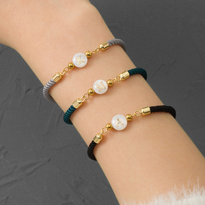 <span class=keywords><strong>YL</strong></span> en Stock, nueva pulsera con letra inicial para mujer, pulsera con abalorio de cuerda ajustable hecha a mano para mujer, regalo de joyería de moda para mujer - Product Image 1