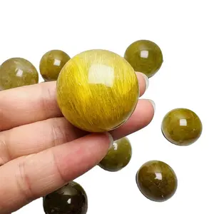 1inch to 1.5 inches Natural Gold Color Rutilated Quartz Sphere Highly Polished Rutilated Quartz Crystal Ball