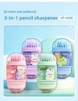 Taille-crayon créatif 2026 en forme de dessin animé avec gomme intégrée et brosse, taille-crayon portable pour étudiant