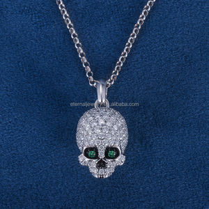Personalizado 925 plata esterlina oro blanco Hip Hop joyería Punk calavera Vintage D VVS Moissanite colgante para hombres y mujeres - Product Image 1