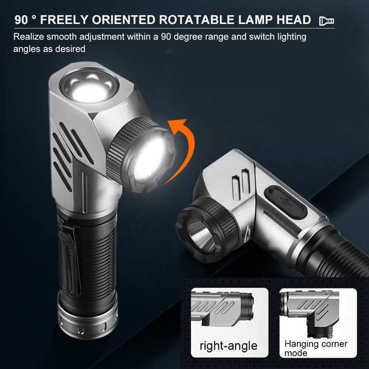 F303X Multi-function Corner Flashlight Portable Rechargeable Small Aluminum Torch Light Waterproof COB Work Light Flashlight