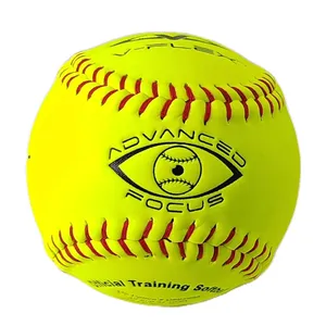 Balle de softball d'entraînement de softball en cuir Erlang jaune de haute qualité de 12 pouces avec logo personnalisé