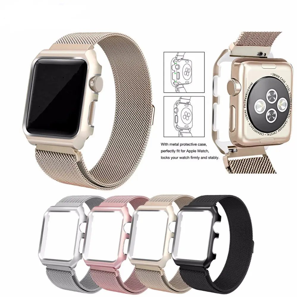 Tschick for Apple Watch Band Series 1/2/3/4、Milanese Loop with Caseステンレススチール交換用リストバンドストラップマグネットクラスプ