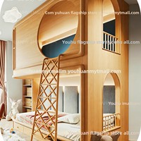 Lit superposé multifonctionnel en bois massif pour enfants, personnalisable pour toute la maison, idéal pour petit appartement, avec échelle