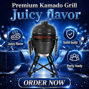 Kimstone Cerámica para Exteriores, Parrilla Redonda de Carbón, <span class=keywords><strong>Kamado</strong></span> <span class=keywords><strong>Joe</strong></span>, Ahumador de Barbacoa Portátil Ajustable para Fiestas, Uso Doméstico, 21 Pulgadas - Product Image 3