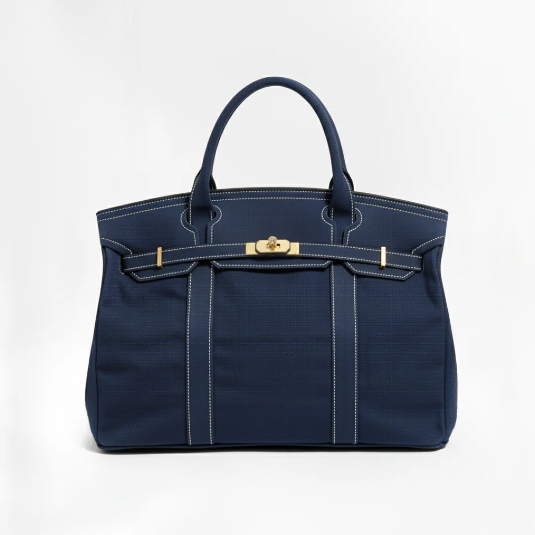 navy solid color canvas tote bag