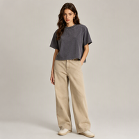 T-shirt court vintage Y2K pour femme, coupe ample, délavé à l'acide, 210 GSM, col rond, manches courtes, multicolore, vente en gros, haute qualité OEM