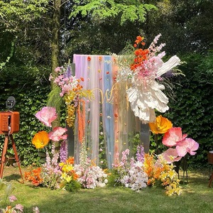 Rideaux de fond de scène DAMAI en tulle transparent effet arc-en-ciel pastel pour décorations de fenêtre de fête d'anniversaire d'enfants sur le thème de l'unicorn - Product Image 2
