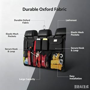 Organizador de Maletero para Asiento Trasero de Coche, <span class=keywords><strong>Bolsa</strong></span> de Almacenamiento Oxford Multiusos para SUV, Camioneta, Herramientas de Emergencia, Botiquín de Primeros Auxilios, <span class=keywords><strong>Cuerdas</strong></span> de Remolque - Product Image 5