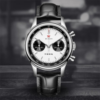 Montre-bracelet mécanique chronographe Red Star Panda pour homme, mouvement Seagull St1901, col de cygne, 40 mm, lumineuse, saphir, montre pilote