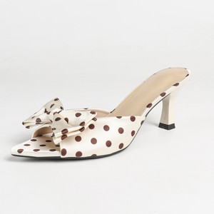 Sandalias de Tacón Alto Tipo Mule con Punta en Pico y Lazo de Puntos para Mujer, Estilo Europeo y Americano, Color Negro - Product Image 4