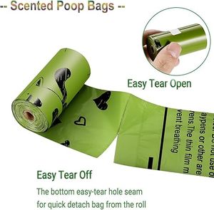 Bolsas para excremento de perro Huamaohengchun XL en rollos: Bolsas a prueba de fugas sin aroma con dispensador para perros, 14 rollos (210 unidades) - Verde - Product Image 6