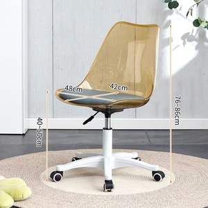 Chaise de bureau transparente, chaise pivotante, chaise haute rotative et réglable en hauteur, pour salle de maquillage, dortoir d'étudiant, chaise d'étude - Product Image 4