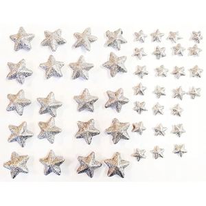 Glitter <b>Star</b> Decorative <b>Lights</b> 15/35mm Silver Color 45 Pieces - Product Image 3