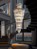 Lustre moderne en cristal pour plafond d'escalier, éclairage gris fumé, lampes suspendues à LED pour escaliers, salle à manger, salon, hôtel, villa