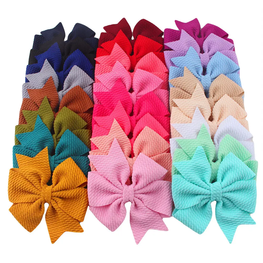 24pcs Different Colors 3.7 inch Grosgrain Ribbon Baby Girls Hair Bows Accessories for Infants Toddlers Kids Teens