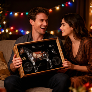 Ensemble de carafe à whisky en forme de cheval de 1000 ml avec 2 verres à whisky old fashioned dans un coffret cadeau en bois pour bourbon, whisky, scotch, <span class=keywords><strong>rhum</strong></span> - Product Image 5