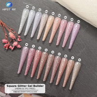Gel de construction pour ongles auto-nivelant à paillettes carrées sans HEMA ni TPO, gel UV à faire tremper pour renforcer et construire les ongles