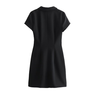 Vestido de Traje de Manga Corta Casual de Moda para Mujer, Novedad de Primavera, Gris, Ajustado, con Logotipo Personalizable y Cintura que Realza la Figura - Product Image 2