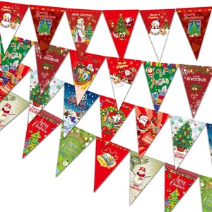 Christmas Themed Pennants Triangle Party <b>Banners</b> Durable Paper Decorations For Holiday Celebration - Product Image 2