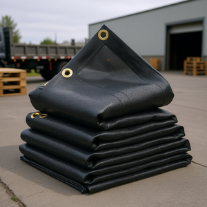 Lona de PVC negra de alta resistencia de 8 x 18 pies con ojales de latón, accesorio de control de carga para camión volquete - Product Image 2
