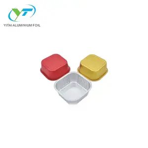 YM300A 300 мл чашка для торта из алюминиевой фольги десертная гладкая стена с цветным покрытием индивидуальный квадратный контейнер с крышкой
