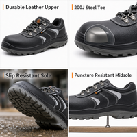 AIMVVSEC Sepatu Keselamatan Pria dengan Ujung Baja Kulit Anti Tusuk Tahan Selip Sepatu Kerja Industri untuk Konstruksi