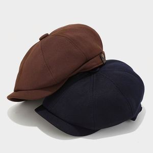 Bérets rétro simples de couleur unie pour l'automne et l'hiver, tendances décontractées pour hommes et femmes, casquette de newsboy britannique pour l'extérieur - Product Image 2