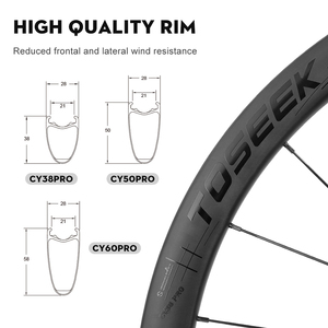 ล้อจักรยานเสือหมอบ TOSEEK ขนาด 700C คาร์บอน ดิสก์เบรก แบบ <span class=keywords><strong>Tubeless</strong></span> ขนาด 38 50 58 มม. 24 รู ความกว้าง 28 มม. น้ำหนักเบา แกนปลดเร็ว/แกน Thru Axle ชุดล้อคาร์บอนดิสก์เบรก - Product Image 3