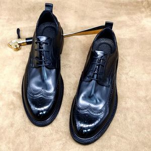 Zapatos Formales de Negocios Hechos a Mano de Cuero Genuino para Hombre, Transpirables, con Punta Cuadrada y Cordones, Antideslizantes, Ligeros, Casuales y de Lujo - Product Image 3