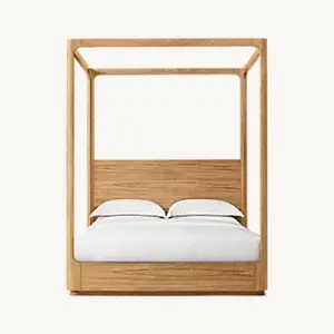 American Canopy King Size Bed Solid Oak Wood Queen Size Bed SANTIAGO CANOPY BED bedroom furniture