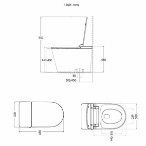 WC intelligent monobloc 110V/220V avec télécommande, siège chauffant et séchage à l'air, bidet électrique - Product Image 2